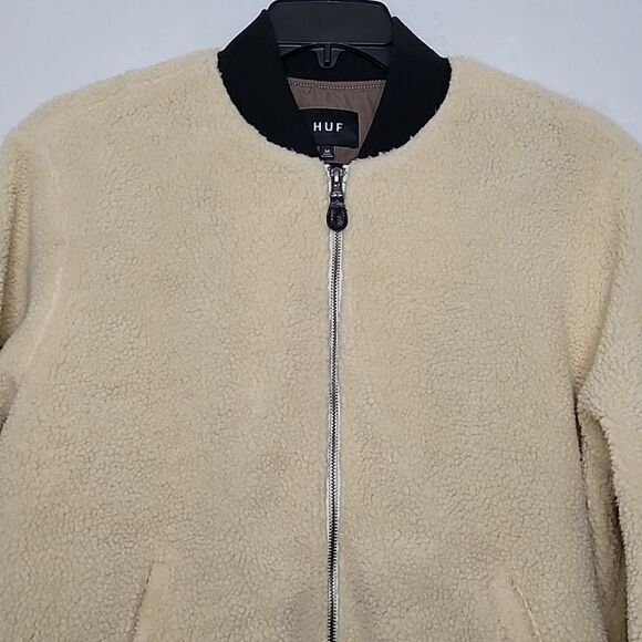 Huf Fleece Sherpa Bomber Jacket Size Medium - Picture 2 of 9